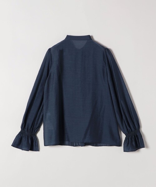 SHIPS any:〈手洗い可能〉シアー フリル バンドカラー シャツ ブラウス