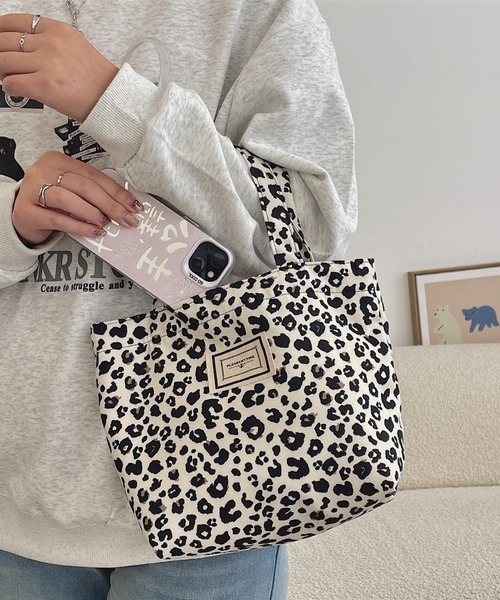 ヒョウ柄 ミニトートバッグ セール】Mignonjour/ヒョウ柄ミニトートバッグ M2622（トート