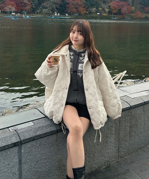 Cham.(チャム)の「ノルディック柄フーディ付きニット(ニット/セーター・レディース・グレー・F)」の12枚目の写真