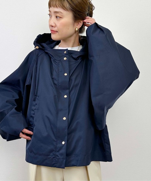 mercibeaucoup, ドルマンスリーブ　アウター カーキ coat-02053 ドルマンスリーブ ミディ コート カーキ ブラック