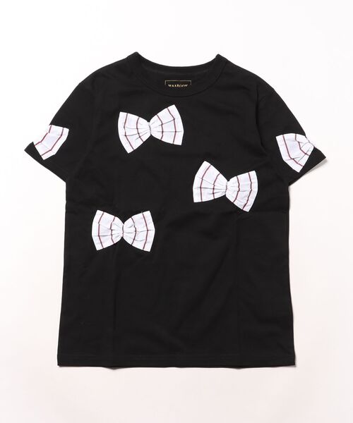 maarook(マルーク)の「天竺プレッピーストライプリボンTシャツ(Tシャツ/カットソー・キッズ・パープル/ブラック・140cm/150cm/160cm)」の4枚目の写真