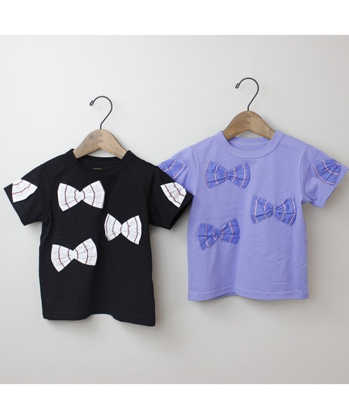 maarook(マルーク)の「天竺プレッピーストライプリボンTシャツ(Tシャツ/カットソー・キッズ・パープル/ブラック・140cm/150cm/160cm)」の16枚目の写真