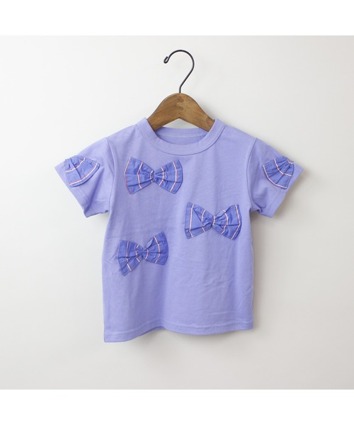 maarook(マルーク)の「天竺プレッピーストライプリボンTシャツ(Tシャツ/カットソー・キッズ・パープル/ブラック・140cm/150cm/160cm)」の15枚目の写真