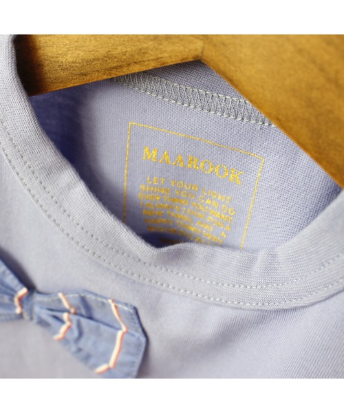 maarook(マルーク)の「天竺プレッピーストライプリボンTシャツ(Tシャツ/カットソー・キッズ・パープル/ブラック・140cm/150cm/160cm)」の12枚目の写真