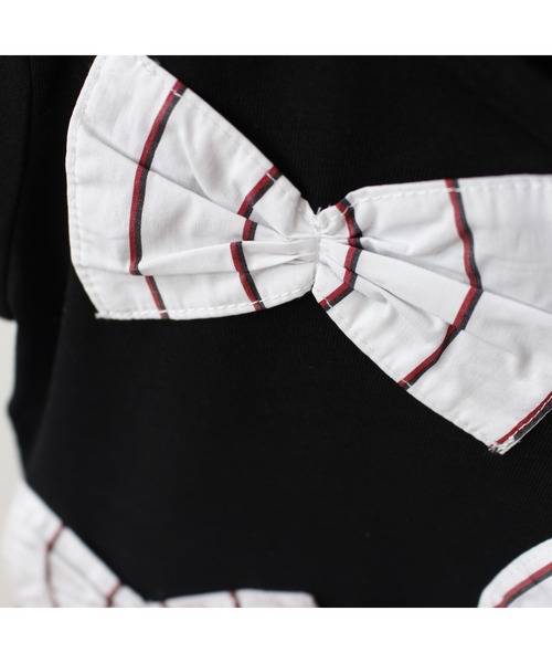 maarook(マルーク)の「天竺プレッピーストライプリボンTシャツ(Tシャツ/カットソー・キッズ・パープル/ブラック・140cm/150cm/160cm)」の7枚目の写真