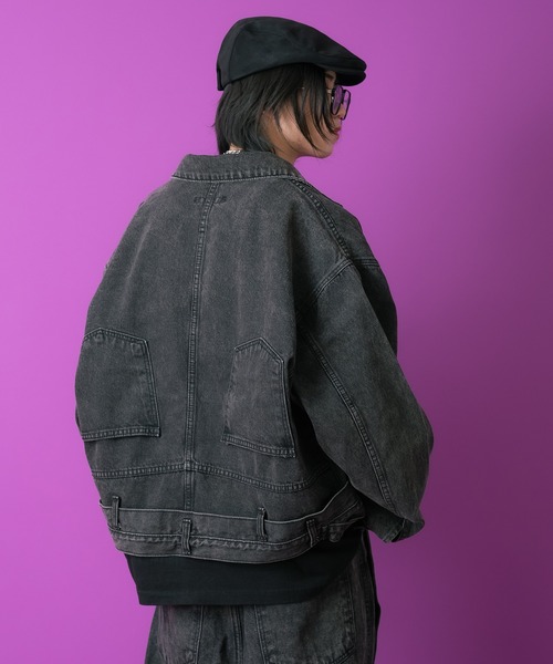 a.p.o.v.(エーピーオービー)の「a.p.o.v. ライダースロングベルト変形ギミックオーバーダイデニムジャケット(デニムジャケット・メンズ・ブラック/ブルー・ONESIZE)」の6枚目の写真