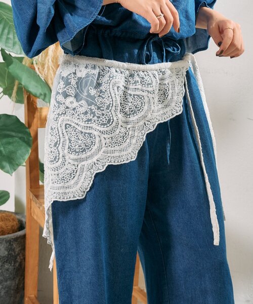 CIAOPANIC TYPY（チャオパニックティピー）の「【From India】マルチウェイレース刺繍つけ襟（バンダナ/スカーフ・レディース・ホワイト・ONE SIZE）」の6枚目の写真