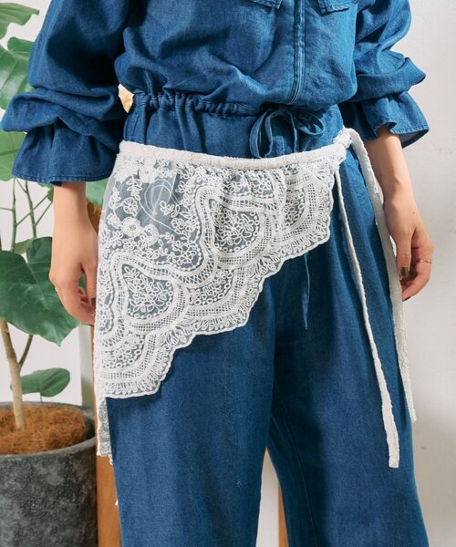 CIAOPANIC TYPY（チャオパニックティピー）の「【From India】マルチウェイレース刺繍つけ襟（バンダナ/スカーフ・レディース・ホワイト・ONE SIZE）」の8枚目の写真