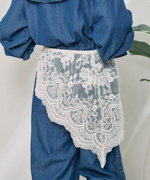 CIAOPANIC TYPY（チャオパニックティピー）の「【From India】マルチウェイレース刺繍つけ襟（バンダナ/スカーフ・レディース・ホワイト・ONE SIZE）」の9枚目の写真