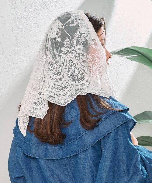 CIAOPANIC TYPY（チャオパニックティピー）の「【From India】マルチウェイレース刺繍つけ襟（バンダナ/スカーフ・レディース・ホワイト・ONE SIZE）」の11枚目の写真