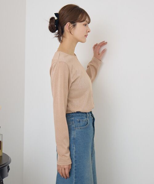 RETRO GIRL（レトロガール）の「ラメシアーインナー（Tシャツ/カットソー・レディース・ライトグレー/ベージュ/ライトオレンジ系・FREE）」の13枚目の写真