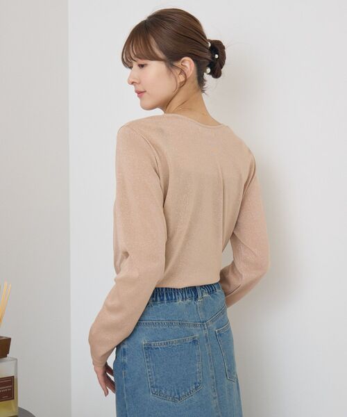 RETRO GIRL（レトロガール）の「ラメシアーインナー（Tシャツ/カットソー・レディース・ライトグレー/ベージュ/ライトオレンジ系・FREE）」の14枚目の写真