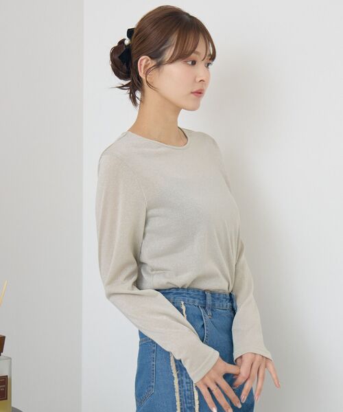 RETRO GIRL（レトロガール）の「ラメシアーインナー（Tシャツ/カットソー・レディース・ライトグレー/ベージュ/ライトオレンジ系・FREE）」の21枚目の写真