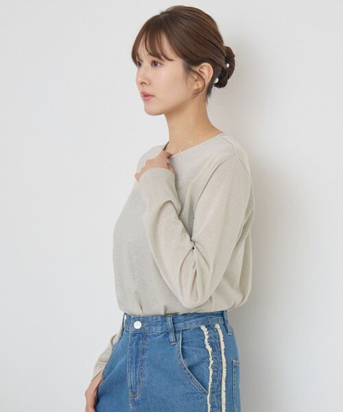 RETRO GIRL（レトロガール）の「ラメシアーインナー（Tシャツ/カットソー・レディース・ライトグレー/ベージュ/ライトオレンジ系・FREE）」の22枚目の写真