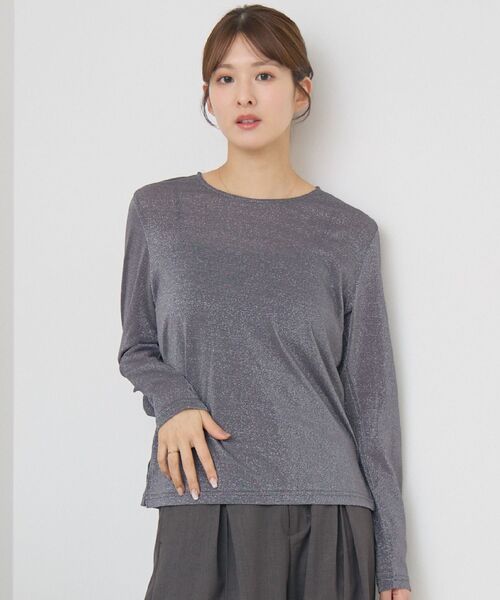 RETRO GIRL（レトロガール）の「ラメシアーインナー（Tシャツ/カットソー・レディース・ライトグレー/ベージュ/ライトオレンジ系・FREE）」の5枚目の写真
