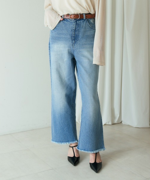 Bou Jeloud(ブージュルード)の「12ozデニムストレートパンツ(デニムパンツ・レディース・インディゴブルー/ブルー・38/40)」の2枚目の写真
