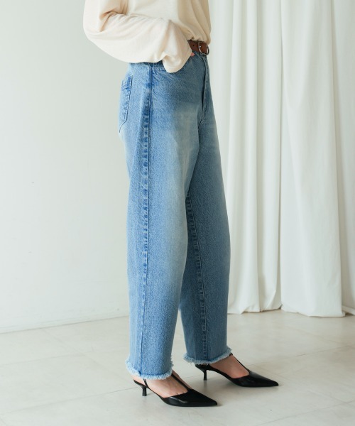 Bou Jeloud(ブージュルード)の「12ozデニムストレートパンツ(デニムパンツ・レディース・インディゴブルー/ブルー・38/40)」の21枚目の写真