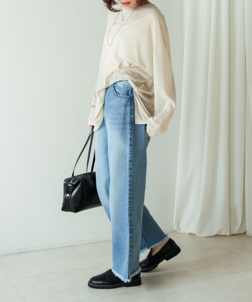Bou Jeloud(ブージュルード)の「12ozデニムストレートパンツ(デニムパンツ・レディース・インディゴブルー/ブルー・38/40)」の22枚目の写真
