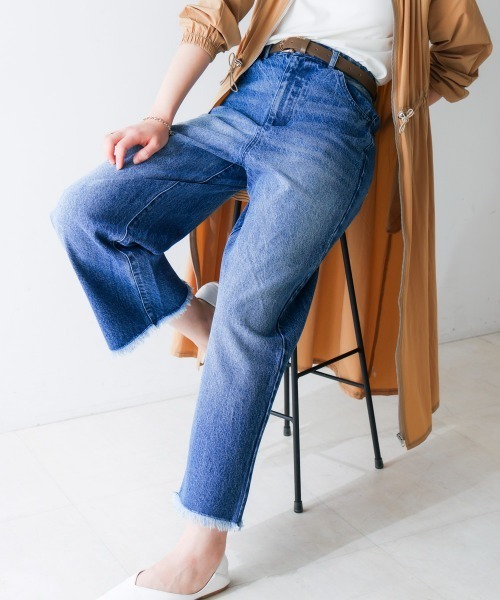 Bou Jeloud(ブージュルード)の「12ozデニムストレートパンツ(デニムパンツ・レディース・インディゴブルー/ブルー・38/40)」の10枚目の写真