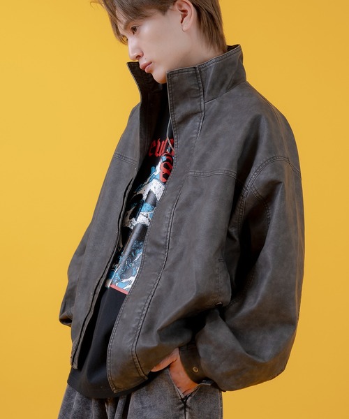 improves（インプローブス）の「ヴィンテージ加工 ウォッシュド PU ブルゾン（ブルゾン・メンズ・ブラック/ブラウン・LARGE/MEDIUM/SMALL）」の2枚目の写真