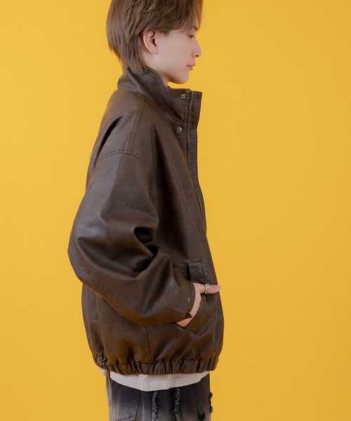 improves（インプローブス）の「ヴィンテージ加工 ウォッシュド PU ブルゾン（ブルゾン・メンズ・ブラック/ブラウン・LARGE/MEDIUM/SMALL）」の11枚目の写真