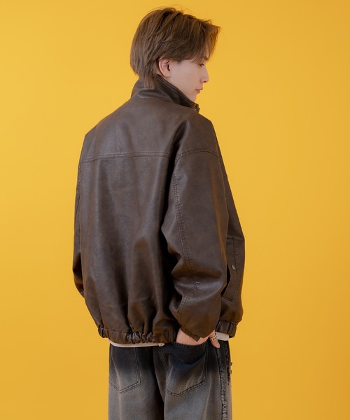 improves（インプローブス）の「ヴィンテージ加工 ウォッシュド PU ブルゾン（ブルゾン・メンズ・ブラック/ブラウン・LARGE/MEDIUM/SMALL）」の12枚目の写真