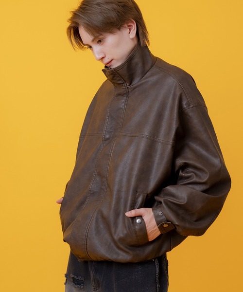 improves（インプローブス）の「ヴィンテージ加工 ウォッシュド PU ブルゾン（ブルゾン・メンズ・ブラック/ブラウン・LARGE/MEDIUM/SMALL）」の13枚目の写真