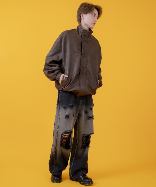 improves（インプローブス）の「ヴィンテージ加工 ウォッシュド PU ブルゾン（ブルゾン・メンズ・ブラック/ブラウン・LARGE/MEDIUM/SMALL）」の15枚目の写真