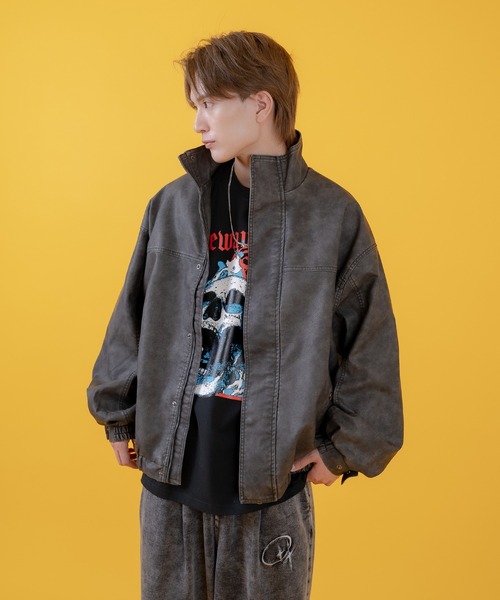 improves（インプローブス）の「ヴィンテージ加工 ウォッシュド PU ブルゾン（ブルゾン・メンズ・ブラック/ブラウン・LARGE/MEDIUM/SMALL）」の3枚目の写真