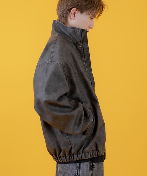 improves（インプローブス）の「ヴィンテージ加工 ウォッシュド PU ブルゾン（ブルゾン・メンズ・ブラック/ブラウン・LARGE/MEDIUM/SMALL）」の4枚目の写真