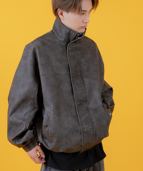 improves（インプローブス）の「ヴィンテージ加工 ウォッシュド PU ブルゾン（ブルゾン・メンズ・ブラック/ブラウン・LARGE/MEDIUM/SMALL）」の6枚目の写真