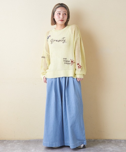 CUBE SUGAR（キューブシュガー）の「デニムガウチョパンツ（デニムパンツ・レディース・インディゴブルー/ライトブルー・M）」の15枚目の写真