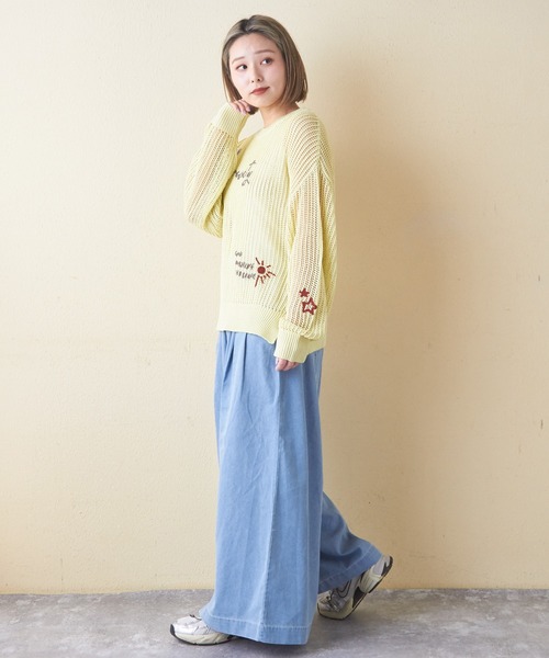 CUBE SUGAR（キューブシュガー）の「デニムガウチョパンツ（デニムパンツ・レディース・インディゴブルー/ライトブルー・M）」の16枚目の写真