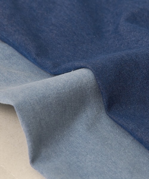 CUBE SUGAR（キューブシュガー）の「デニムガウチョパンツ（デニムパンツ・レディース・インディゴブルー/ライトブルー・M）」の19枚目の写真