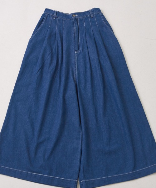 CUBE SUGAR（キューブシュガー）の「デニムガウチョパンツ（デニムパンツ・レディース・インディゴブルー/ライトブルー・M）」の20枚目の写真