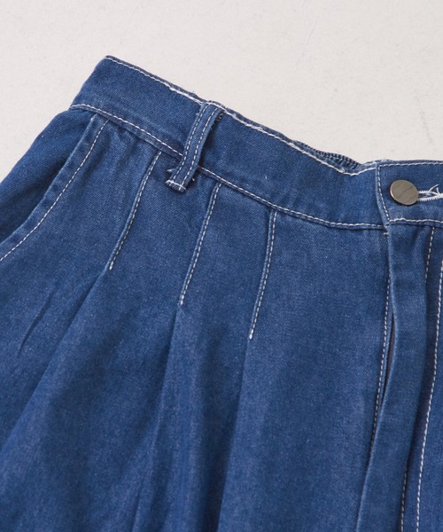 CUBE SUGAR（キューブシュガー）の「デニムガウチョパンツ（デニムパンツ・レディース・インディゴブルー/ライトブルー・M）」の21枚目の写真