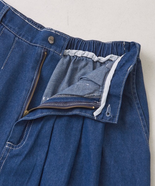CUBE SUGAR（キューブシュガー）の「デニムガウチョパンツ（デニムパンツ・レディース・インディゴブルー/ライトブルー・M）」の22枚目の写真