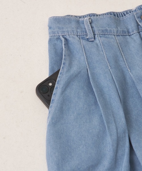 CUBE SUGAR（キューブシュガー）の「デニムガウチョパンツ（デニムパンツ・レディース・インディゴブルー/ライトブルー・M）」の4枚目の写真