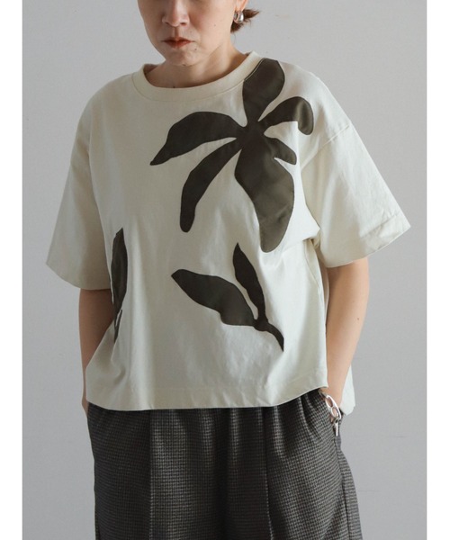 キャピタル　パッチワークプリント　パフスリーブTee セール】フラワーパッチワーク ハーフスリーブP/O（Tシャツ