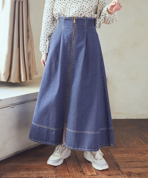 earth music&ecology（アースミュージックアンドエコロジー）の「フロントZIPデニムスカート（スカート・レディース・インディゴブルー/ブルー系その他・S/M）」の4枚目の写真