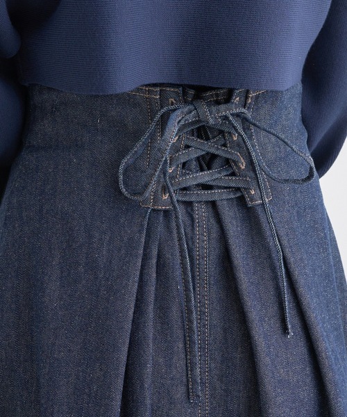 earth music&ecology（アースミュージックアンドエコロジー）の「フロントZIPデニムスカート（スカート・レディース・インディゴブルー/ブルー系その他・S/M）」の3枚目の写真