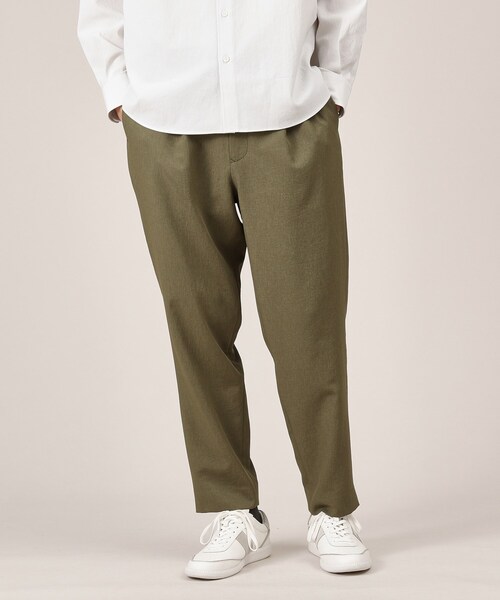 TAKEO KIKUCHI(タケオキクチ)の「【多機能】リネンライクカルゼ イージーパンツ(スラックス・メンズ・ブラウン系その他/ブルー系その他/カーキ/サンドベージュ/ブルー系その他2/カーキ系・05/01/02/03/04)」の1枚目の写真