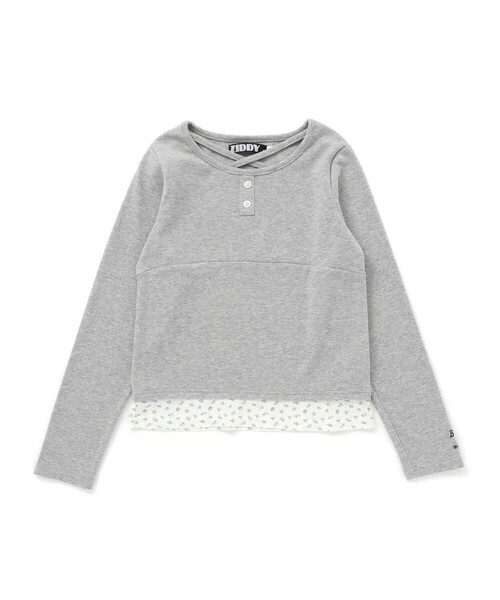 ZIDDY（ジディ）の「【 ニコ☆プチ 掲載 】クロスネック裾花柄Tシャツ(130~160cm)（Tシャツ/カットソー・キッズ・パープル/グレー・FREE/130cm/140cm/150cm）」の12枚目の写真