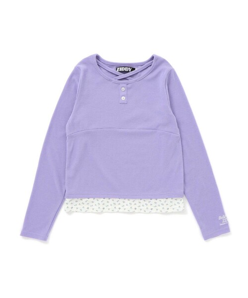 ZIDDY（ジディ）の「【 ニコ☆プチ 掲載 】クロスネック裾花柄Tシャツ(130~160cm)（Tシャツ/カットソー・キッズ・パープル/グレー・FREE/130cm/140cm/150cm）」の14枚目の写真