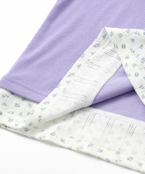 ZIDDY（ジディ）の「【 ニコ☆プチ 掲載 】クロスネック裾花柄Tシャツ(130~160cm)（Tシャツ/カットソー・キッズ・パープル/グレー・FREE/130cm/140cm/150cm）」の19枚目の写真