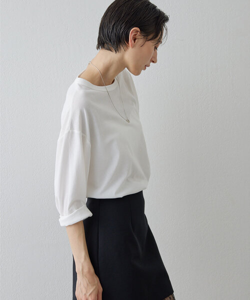 Whim Gazette(ウィムガゼット)の「コットンプルオーバー(Tシャツ/カットソー・レディース・オフホワイト/チャコールグレー・FREE)」の12枚目の写真