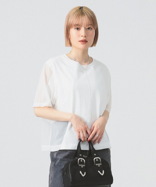 Ray BEAMS(レイビームス)の「シアー キリカエ Tシャツ(Tシャツ/カットソー・レディース・ブラック/ホワイト・ONE SIZE)」の8枚目の写真