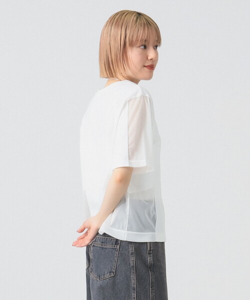 Ray BEAMS(レイビームス)の「シアー キリカエ Tシャツ(Tシャツ/カットソー・レディース・ブラック/ホワイト・ONE SIZE)」の9枚目の写真