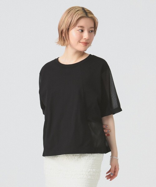 Ray BEAMS(レイビームス)の「シアー キリカエ Tシャツ(Tシャツ/カットソー・レディース・ブラック/ホワイト・ONE SIZE)」の12枚目の写真