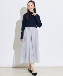 【展示会3位】カーディガンアンサンブルラメニットドッキングワンピース